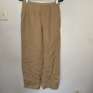 Kasper Pants Womens 4 Petite Tan Linen Blend High Rise Straight Leg Office Siren